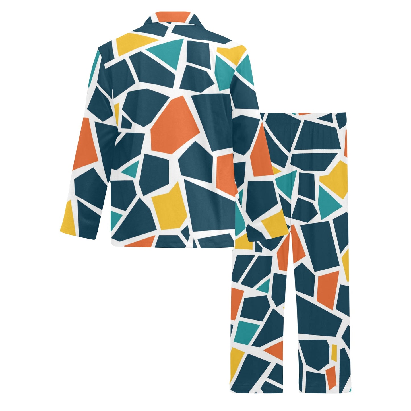 Mosaic Pattern Print Design 02 Men's Long Pajama Set