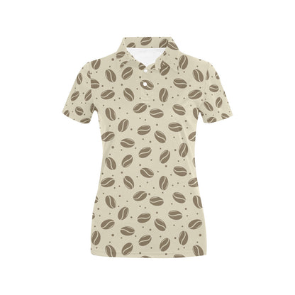 Coffee Pattern Print Design 02 Women's Polo Shirt