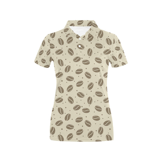 Coffee Pattern Print Design 02 Women's Polo Shirt