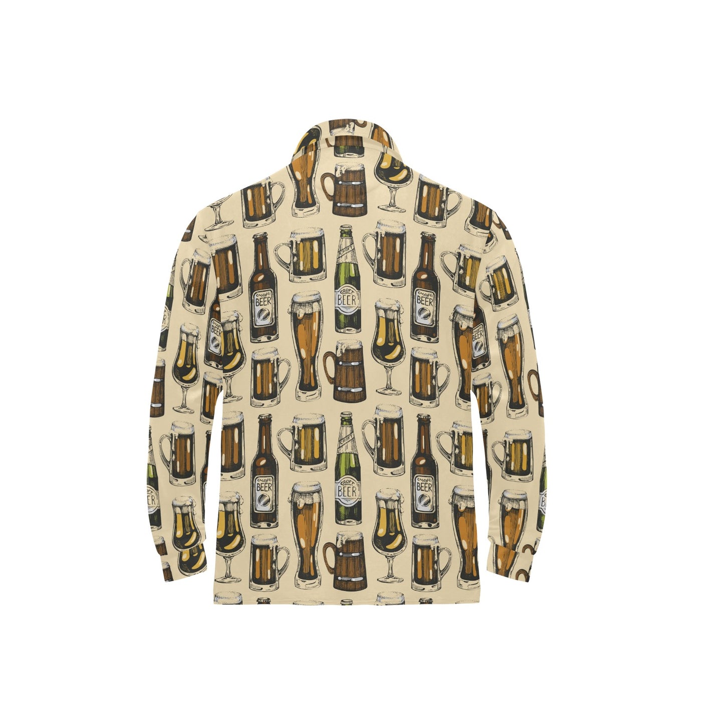 Beer Pattern Print Design 04 Long Sleeve Polo Shirt For Men's