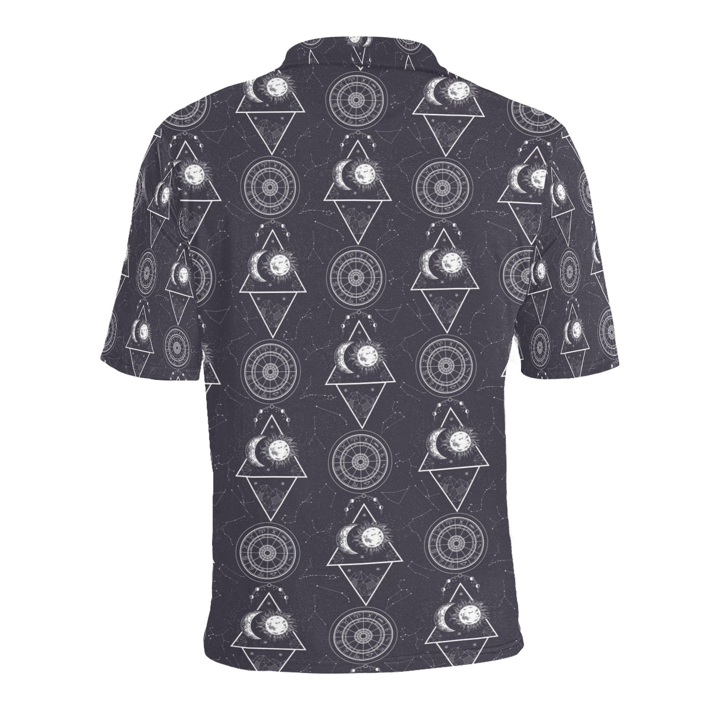 Sun Moon Print Design LKS309 Men Polo Shirt