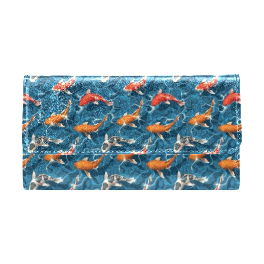 Koi Carp Water Design Themed Print Women's Trifold Wallet