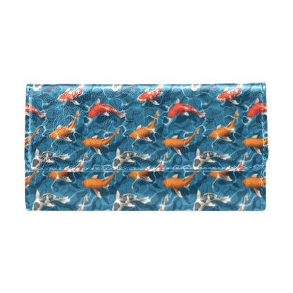 Koi Carp Water Design Themed Print Women's Trifold Wallet
