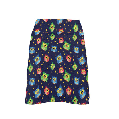 Owl with Star Themed Design Print 17" Golf & Pickleball Skort with Pockets