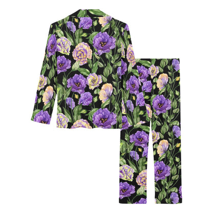 Lisianthus Pattern Print Design LT02 Women's Long Pajama Set