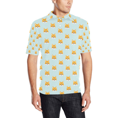 Shiba Inu Print Design LKS301 Men Polo Shirt