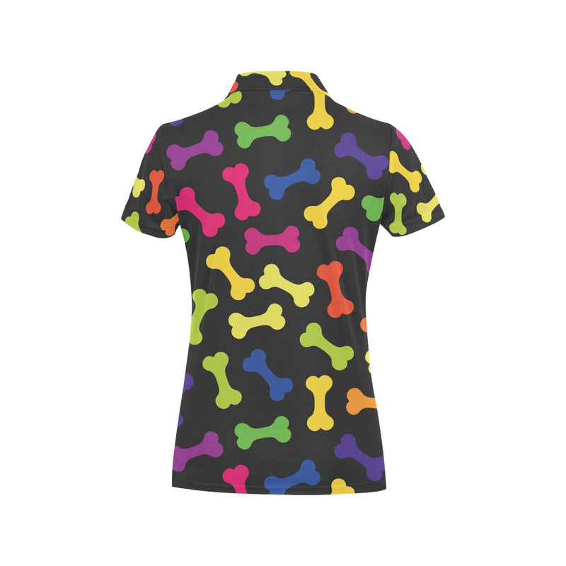 Dog Bone Neon Color Pattern Print Design 02 Women's Polo Shirt