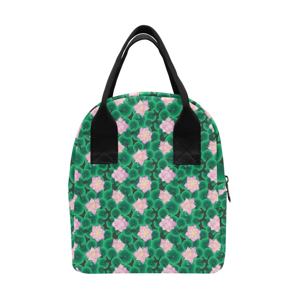 Water Lily Print Design LKS303 Insulated Lunch Bag