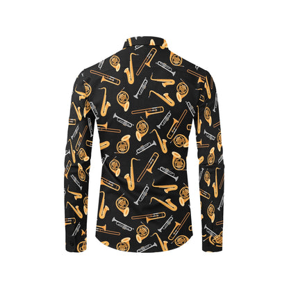 Saxophone Print Design LKS403 Men's Long Sleeve Dress Shirt