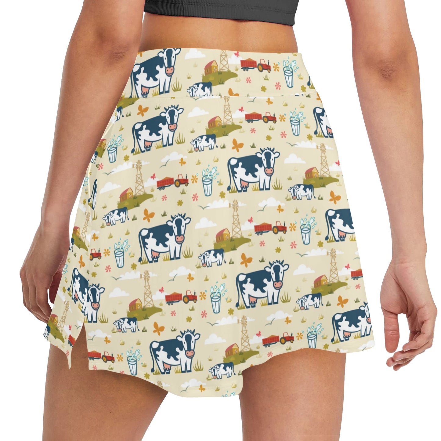 Cow Farm Design Print 17" Golf & Pickleball Skort with Pockets