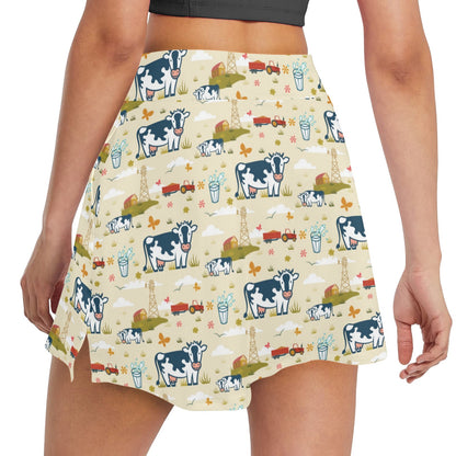 Cow Farm Design Print 17" Golf & Pickleball Skort with Pockets