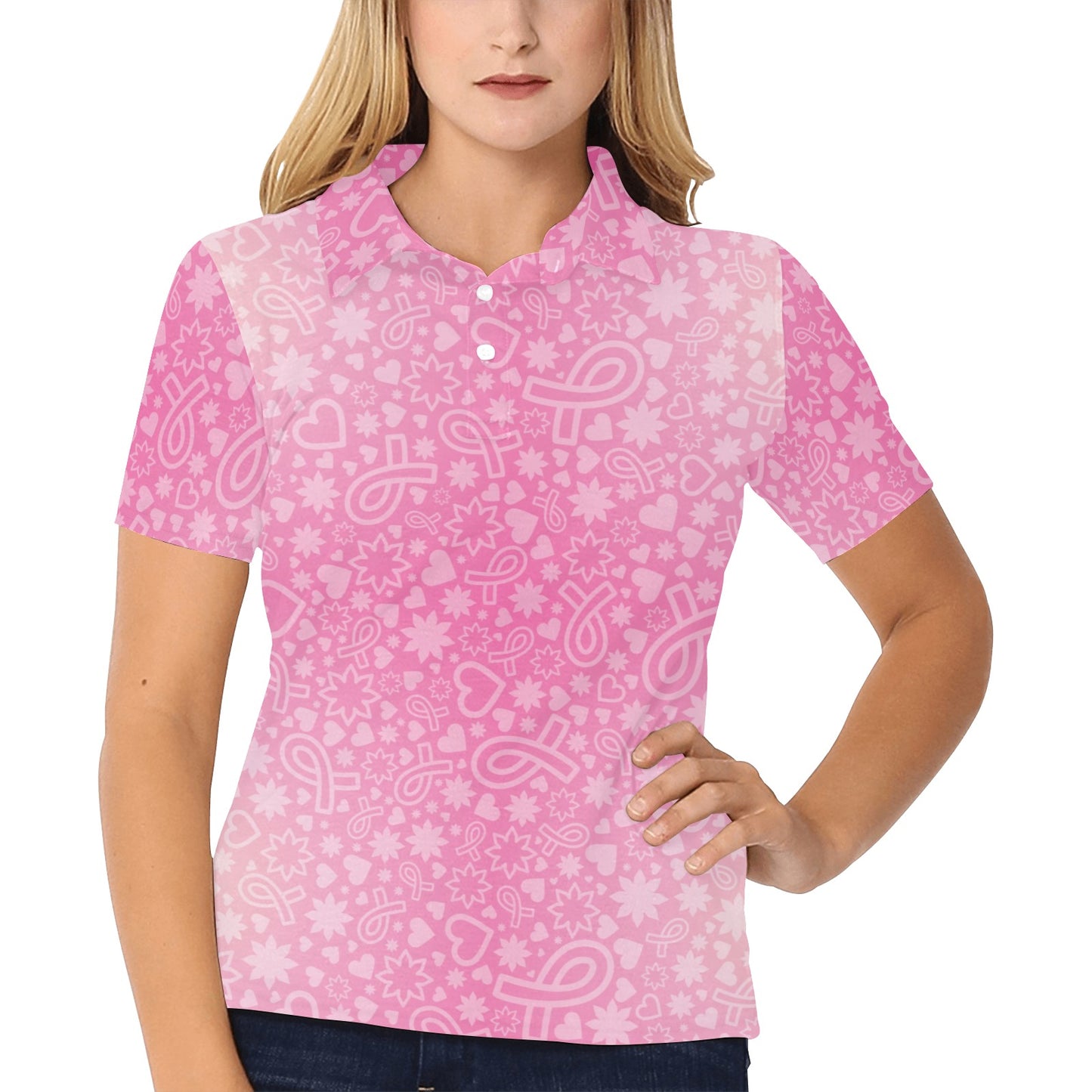 Breast cancer Pattern Print Design 02 Women's Polo Shirt