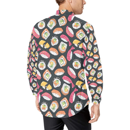 Sushi Print Design LKS306 Men's Long Sleeve Dress Shirt