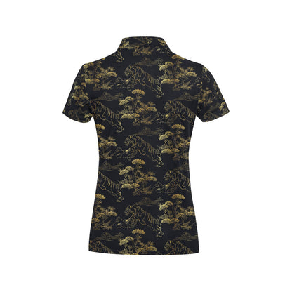 Tiger Japan Style Print Design LKS305 Women's Polo Shirt