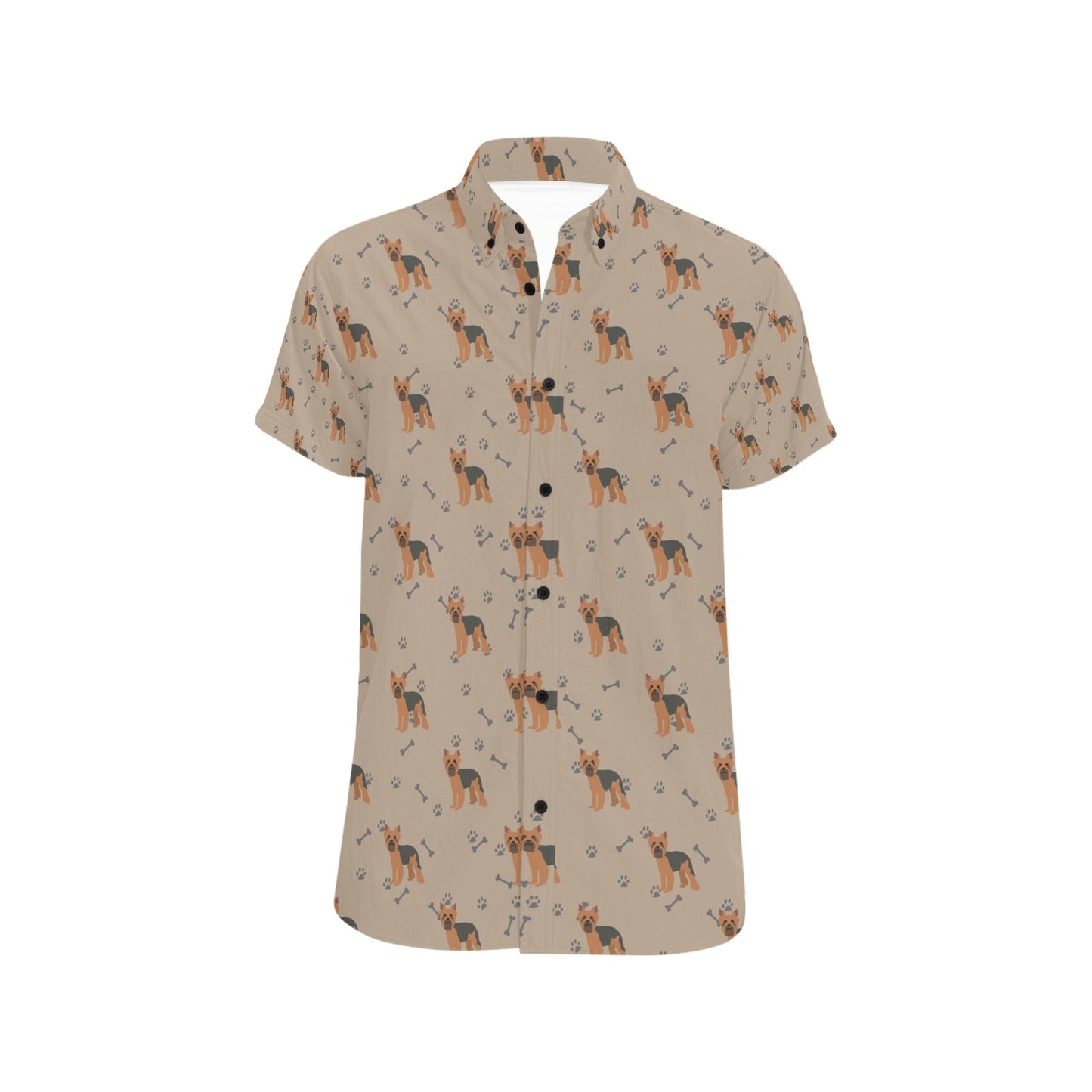 Yorkshire Terriers Print Design LKS305 Men Short Sleeve Button Up Shirt