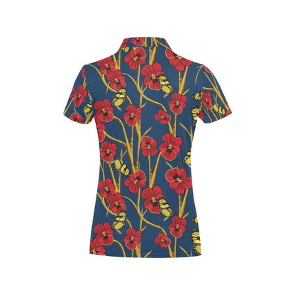 Pansy Pattern Print Design A01 Women's Polo Shirt