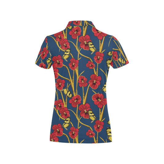 Pansy Pattern Print Design A01 Women's Polo Shirt