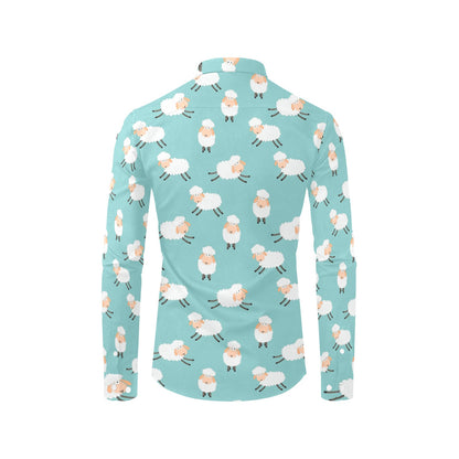Sheep Print Design LKS406 Men's Long Sleeve Dress Shirt
