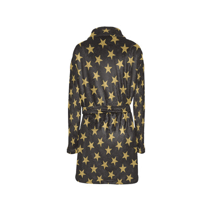 Star Gold Print Design LKS302 Women's Fleece Robe