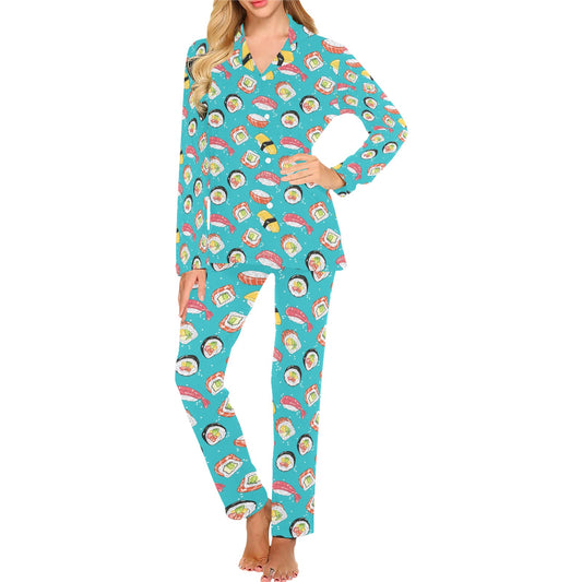 Sushi Print Design LKS305 Women's Long Pajama Set