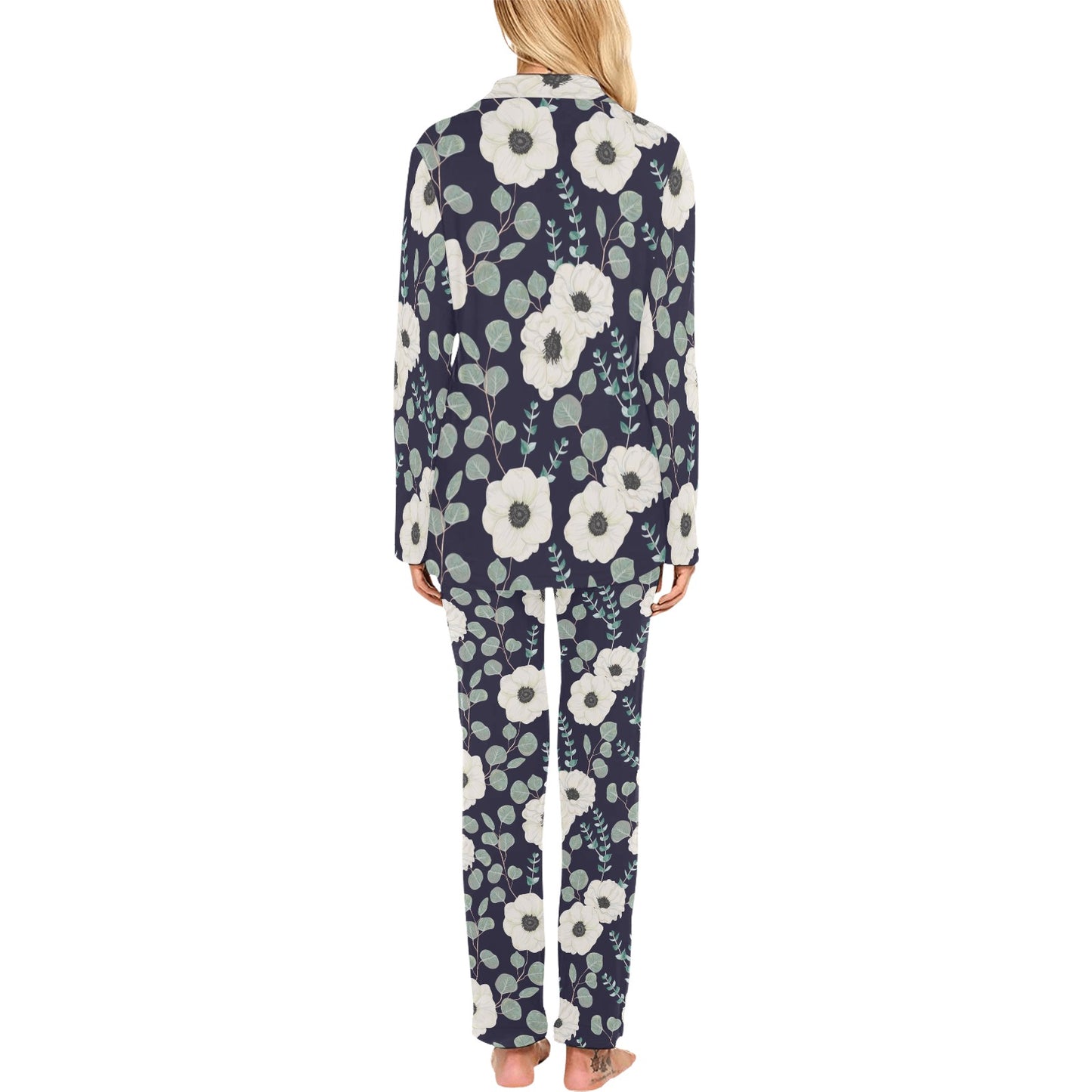 Anemone Pattern Print Design AM01 Women's Long Pajama Set