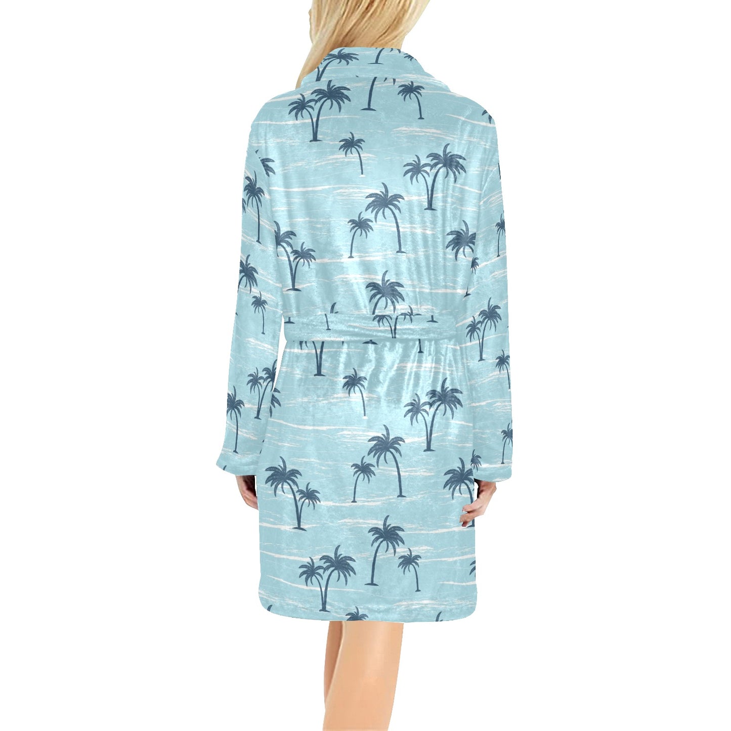 Palm Tree Pattern Print Design PT04 Women's Fleece Robe