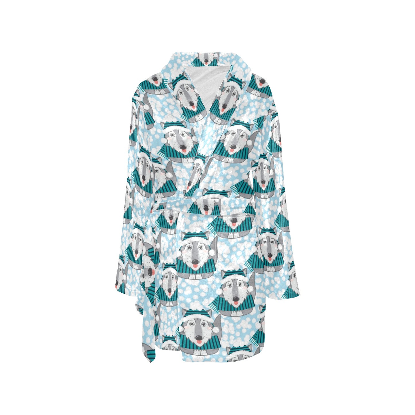Alaskan Malamute Pattern Print Design 01 Women's Fleece Robe