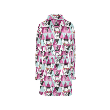 Chihuahua Cute Triangle Pattern Women's Fleece Robe