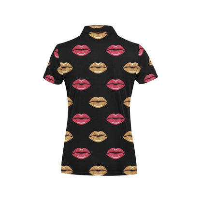 Lip Pattern Print Design 03 Women's Polo Shirt