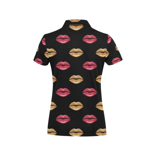 Lip Pattern Print Design 03 Women's Polo Shirt