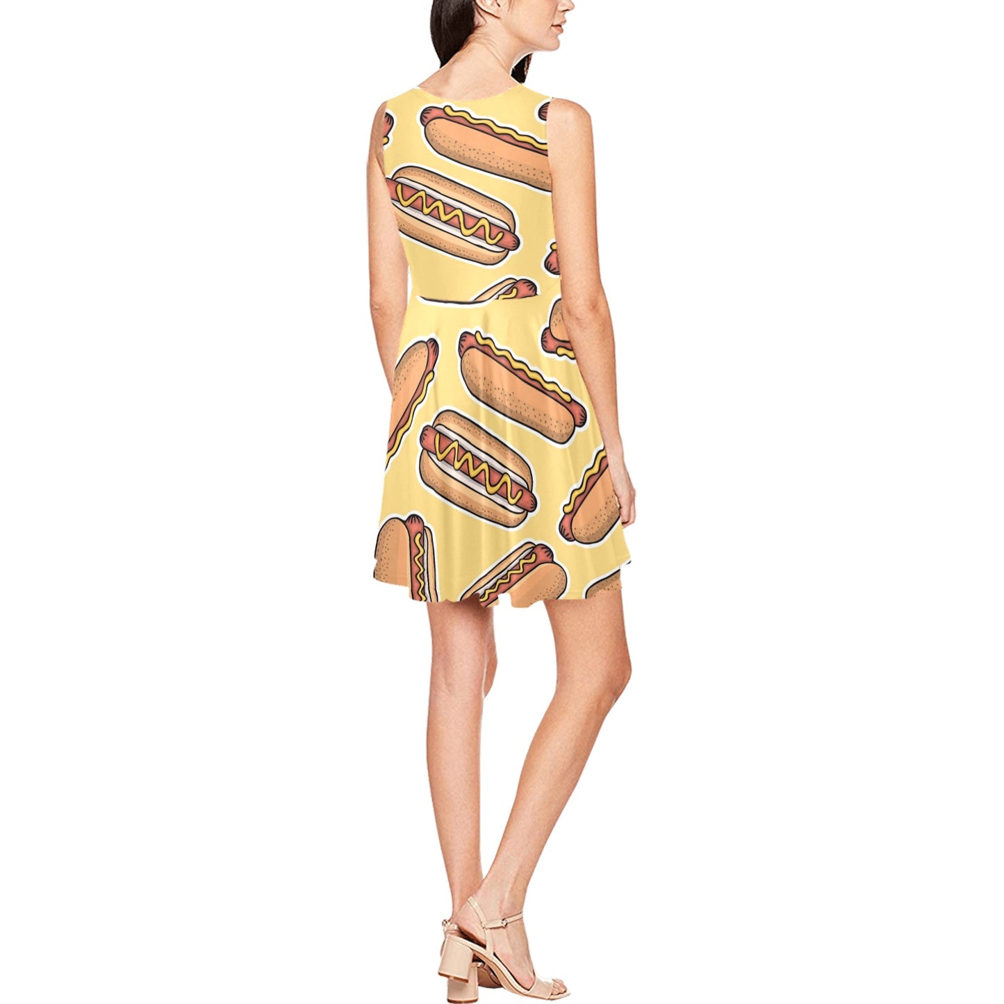 Hot Dog Pattern Print Design 01 Sleeveless Dress