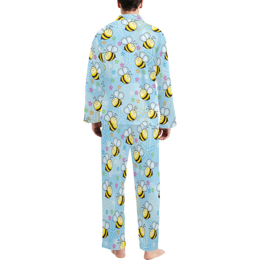 Bee Pattern Print Design BEE03 Men's Long Pajama Set