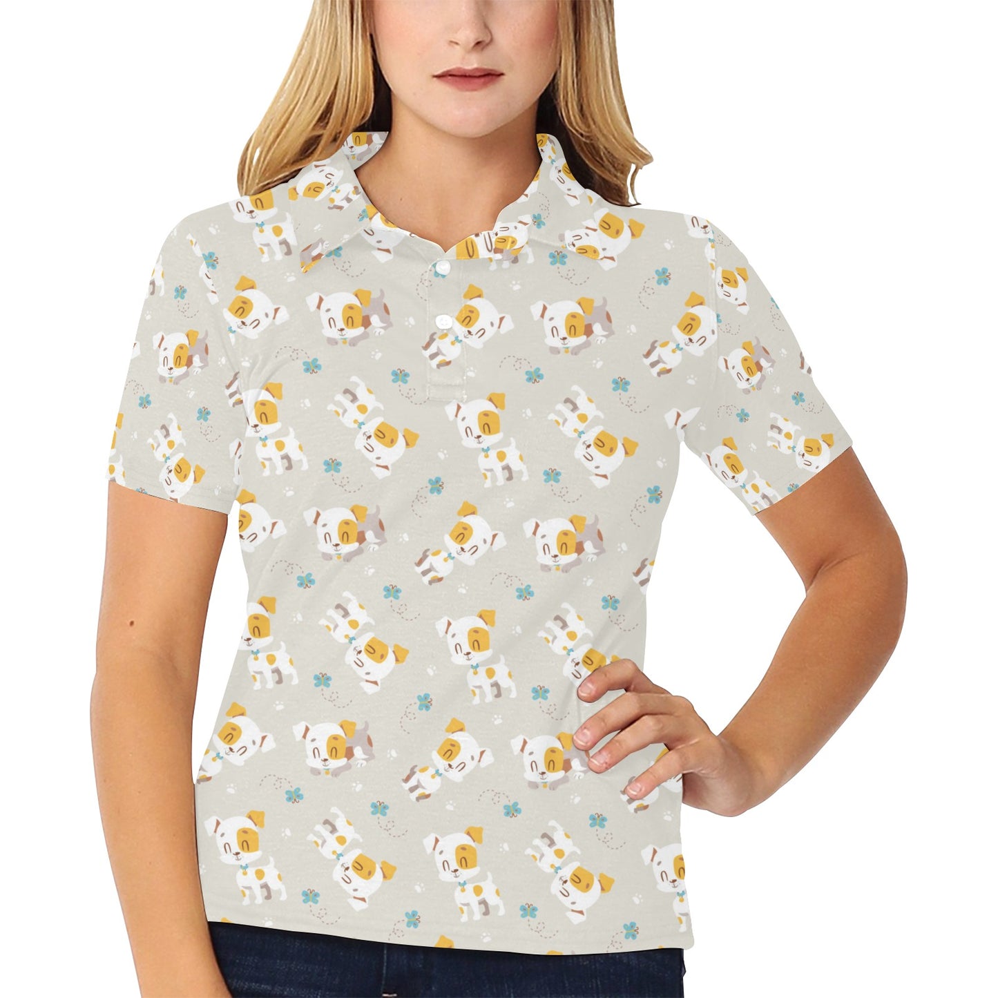 Russell Terriers Print Design LKS306 Women's Polo Shirt