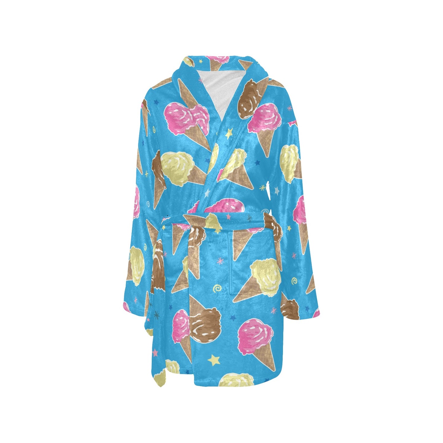 Ice Cream Pattern Print Design 01 Women's Fleece Robe