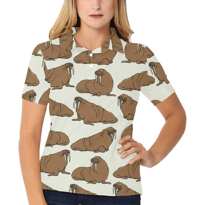 Walrus Pattern Print Design 03 Women's Polo Shirt