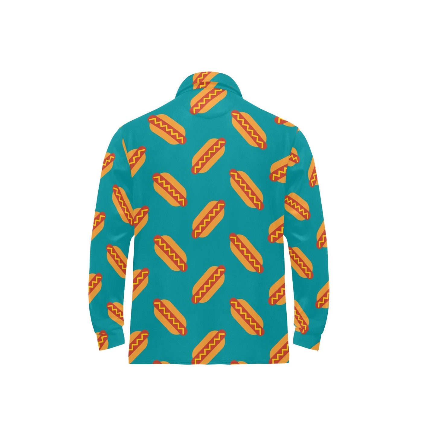 Hot Dog Pattern Print Design 03 Long Sleeve Polo Shirt For Men's