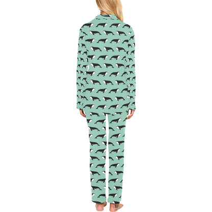 Whale Print Design LKS307 Women's Long Pajama Set