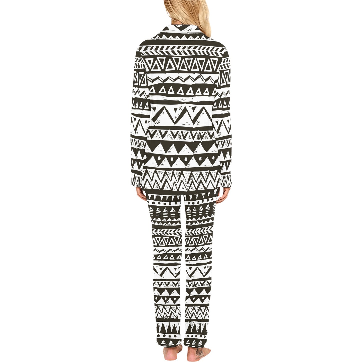 Hand draw Tribal Aztec Women's Long Pajama Set