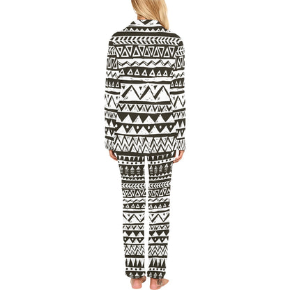 Hand draw Tribal Aztec Women's Long Pajama Set