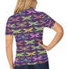 Dragonfly Neon Color Print Pattern Women's Polo Shirt