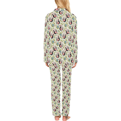 Rooster Print Design Women's Long Pajama Set