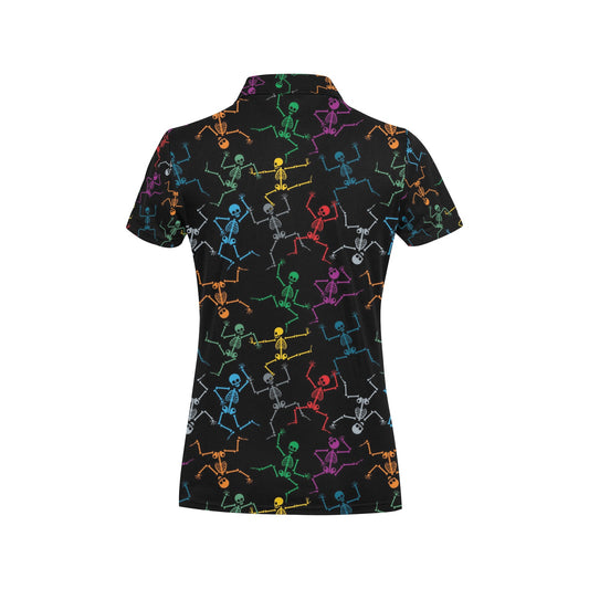 Skeleton Colorful Print Design LKS302 Women's Polo Shirt