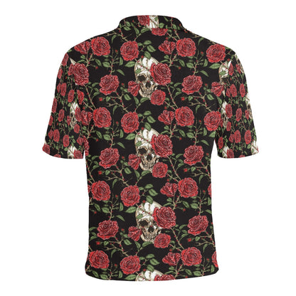 Skull And Roses Print Design LKS303 Men Polo Shirt