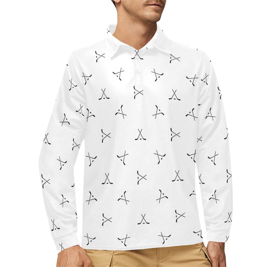 Hockey Print Design LKS304 Long Sleeve Polo Shirt For Men's
