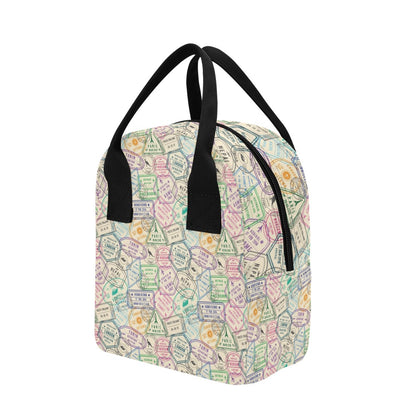Travel Stamp Print Design LKS303 Insulated Lunch Bag