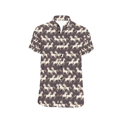 Horse Print Design LKS304 Men Short Sleeve Button Up Shirt