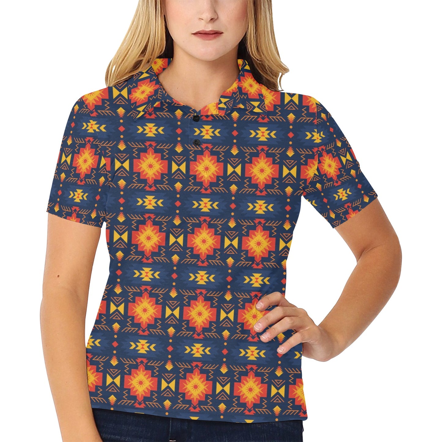 Southwest Pattern Print Design LKS307 Women's Polo Shirt