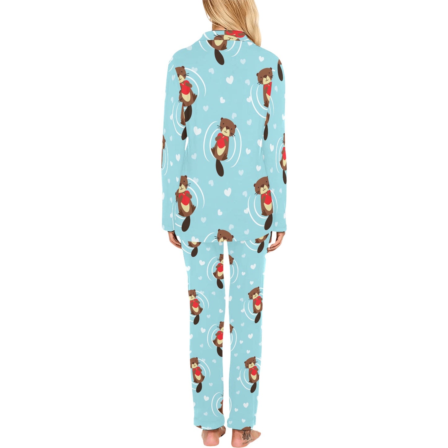 Sea Otter Cute Pattern Print Design 04 Women's Long Pajama Set