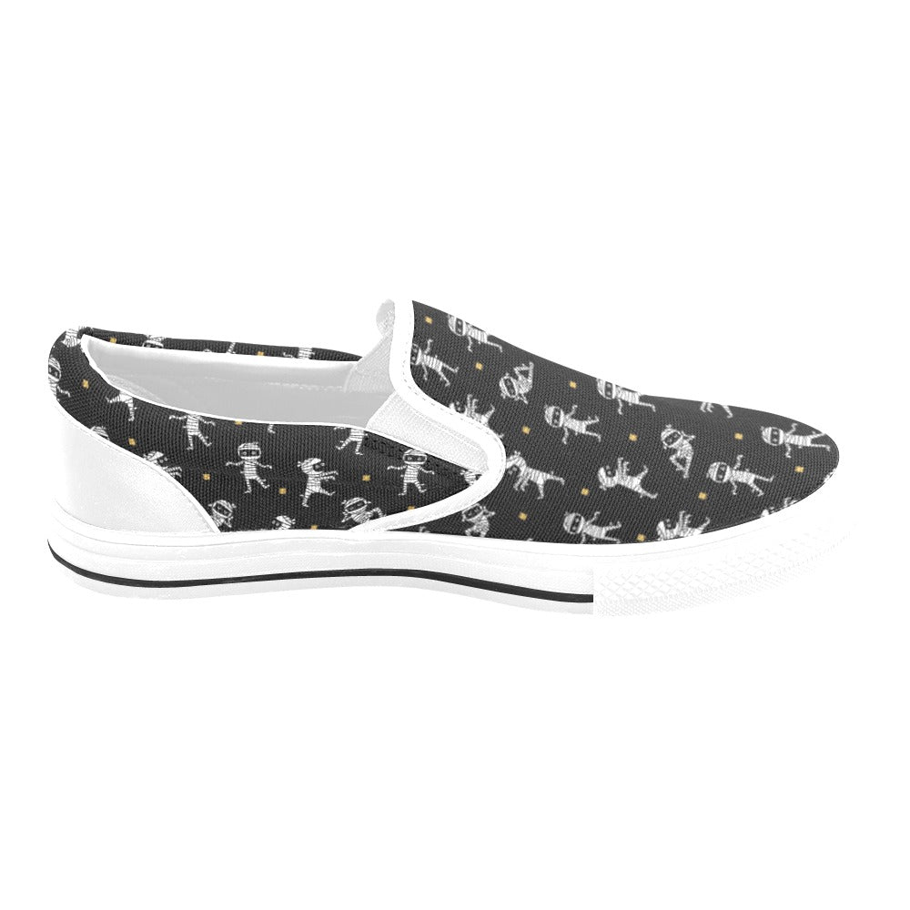 Mummy Cute Print Design LKS301 White Slip Ons Canvas Women's Shoes