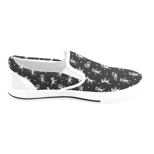 Mummy Cute Print Design LKS301 White Slip Ons Canvas Women's Shoes
